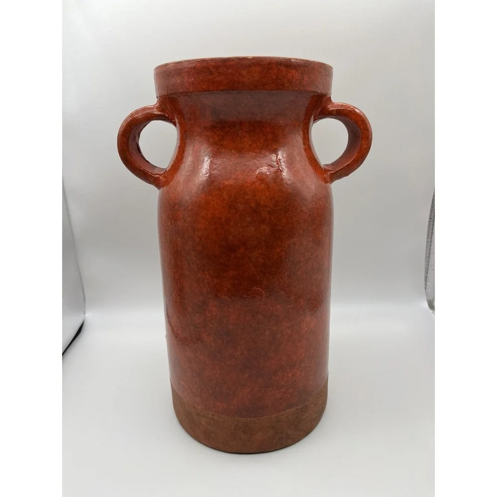 Vintage Heavy Ceramic Vase Gran Deposito Red Grain Italian 12.5